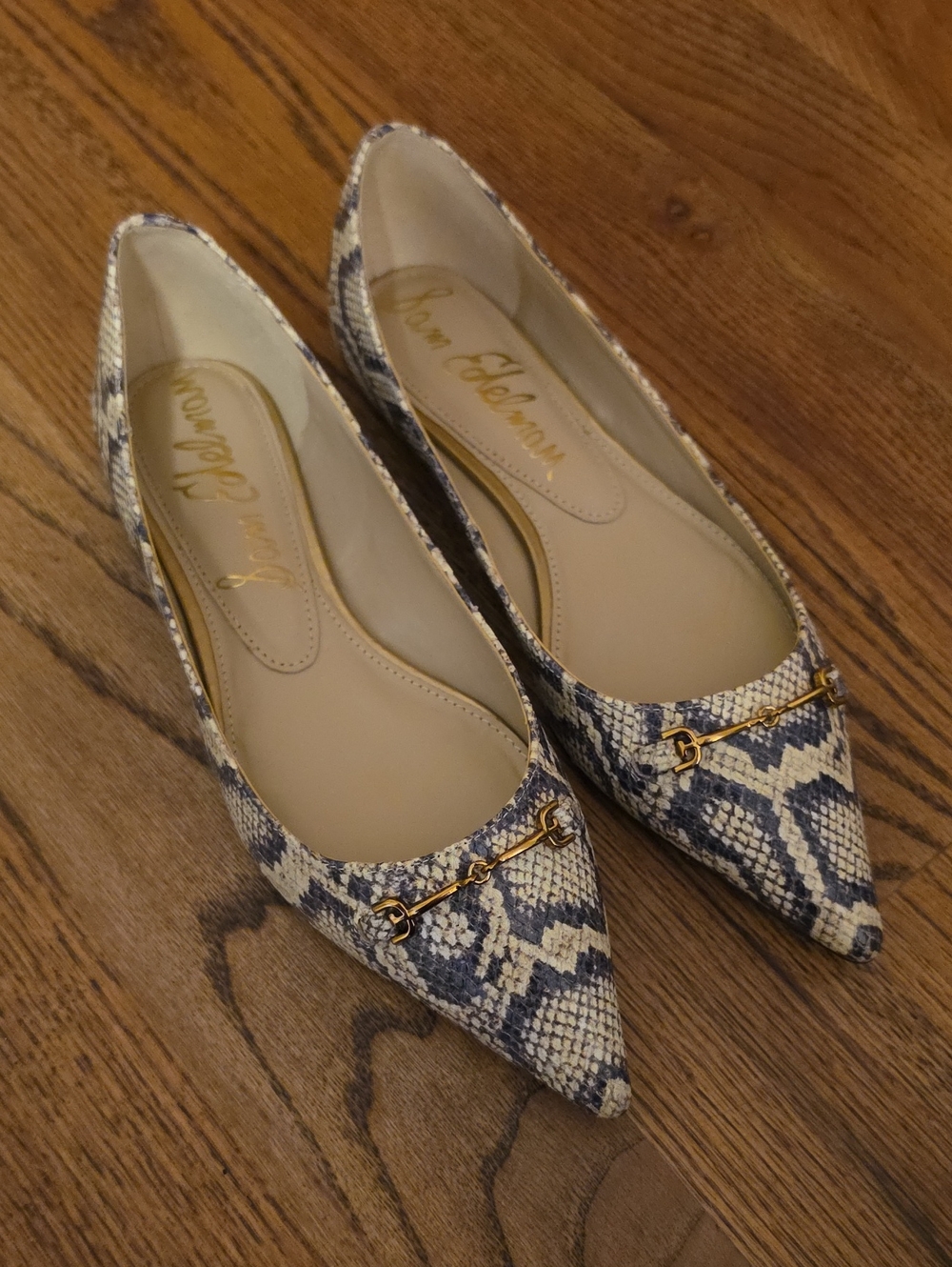 Sam Edelman Snake-Print Pointed Toe Flats